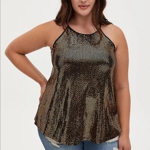Torrid - NWT Gold Sequin High Neck Tank-top
